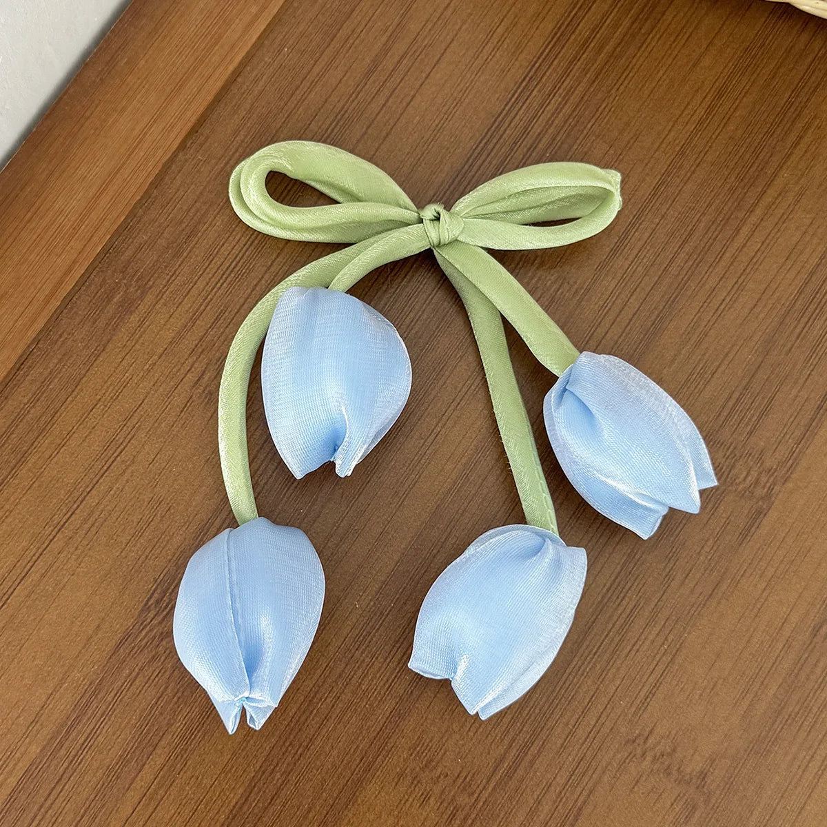 New Korean Tulip Flower Bow Hairpin Sweet Cute Headwear Girls Kids Women Hair Accessories