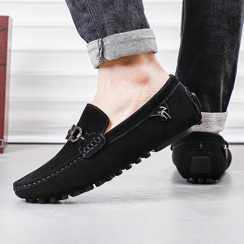 Handmade Suede Leather Men’s Slip-On Loafers