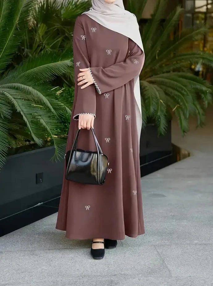 Summer Women's Clothing Abaya Woman Dubai Long Sleeve Batwing Round Neck Maxi Dress Polyester Rhinestone Classical Tribal Abaya