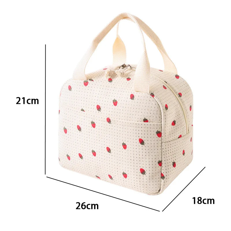 Thermal Insulation Corduroy Lunch Bag - Multifunctional Picnic Food Pouch & Storage Handbag, Cooler Bag Perfect for Kids School