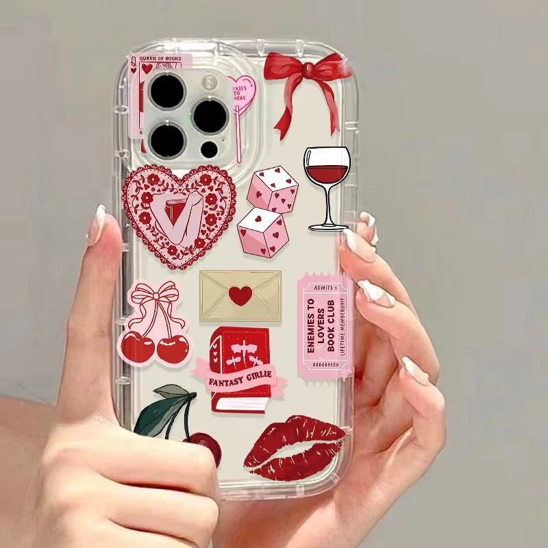 Cute Cherry Phone Case For iPhone 17 15 16 13 11 12 14 Pro Max 7 8 Plus Air 16e XR SE 2022 Shockproof Soft Clear Cover Coque
