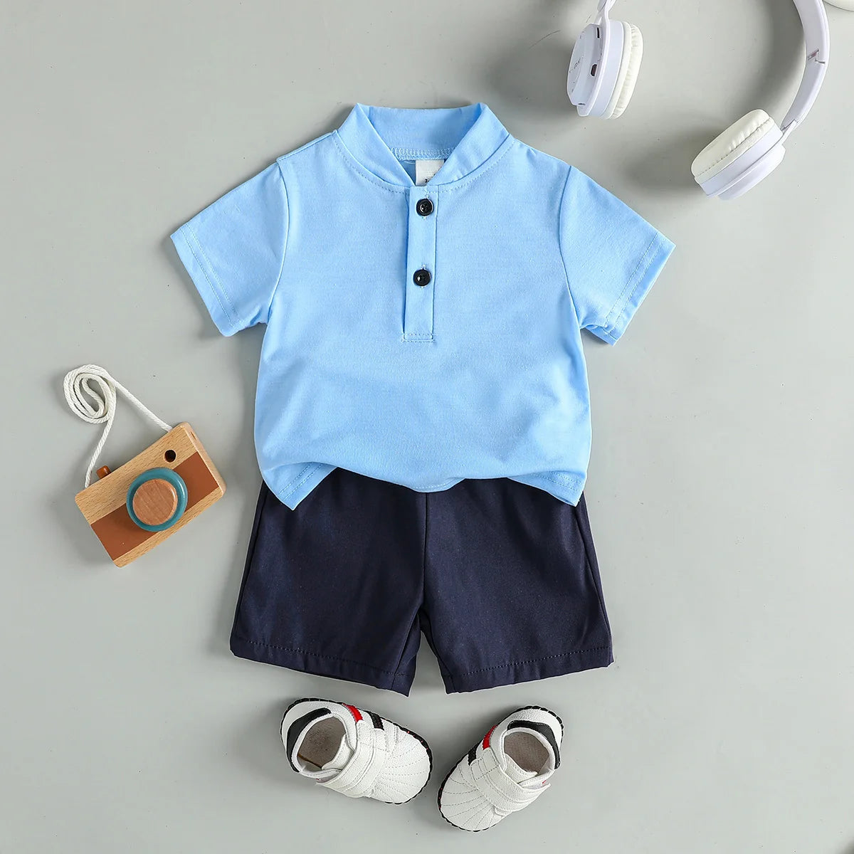 Baby Boys Summer Outfit – Short Sleeve Tee & Vest Set