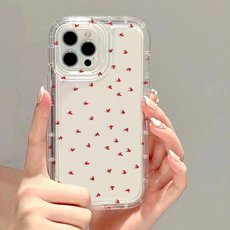 Cute Cherry Phone Case For iPhone 17 15 16 13 11 12 14 Pro Max 7 8 Plus Air 16e XR SE 2022 Shockproof Soft Clear Cover Coque