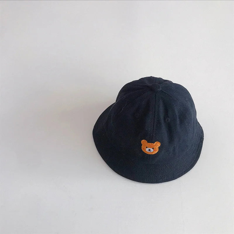 Korean Baby Bucket Hat – Cartoon Bear Sun Cap for Boys & Girls
