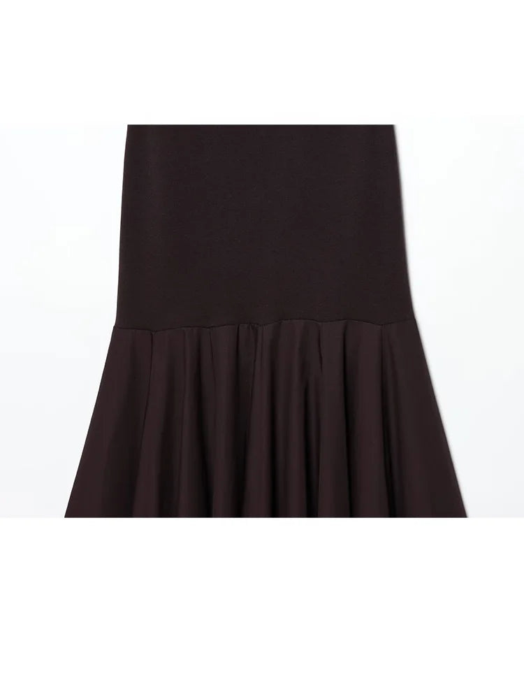 HH Summer Women Elegant Solid Pleated Dress Woman Holiday Party Ship-type Short Sleeved Stitching Side Zipper 2026 Midi Dress