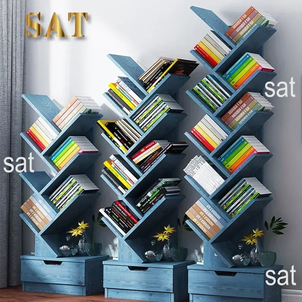 Tree-Shaped Wooden Bookshelf – Floor Standing
