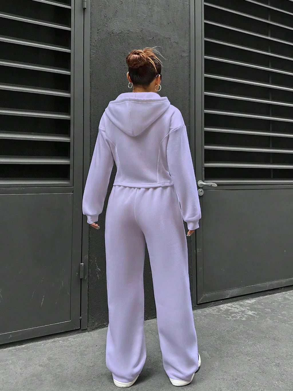 Sweatshirt Two-piece Set Women's Casual Sports Suit Spring Autumn Zip-up Slim Hoodies Short Coat Straight Trousers 2-piece Sets