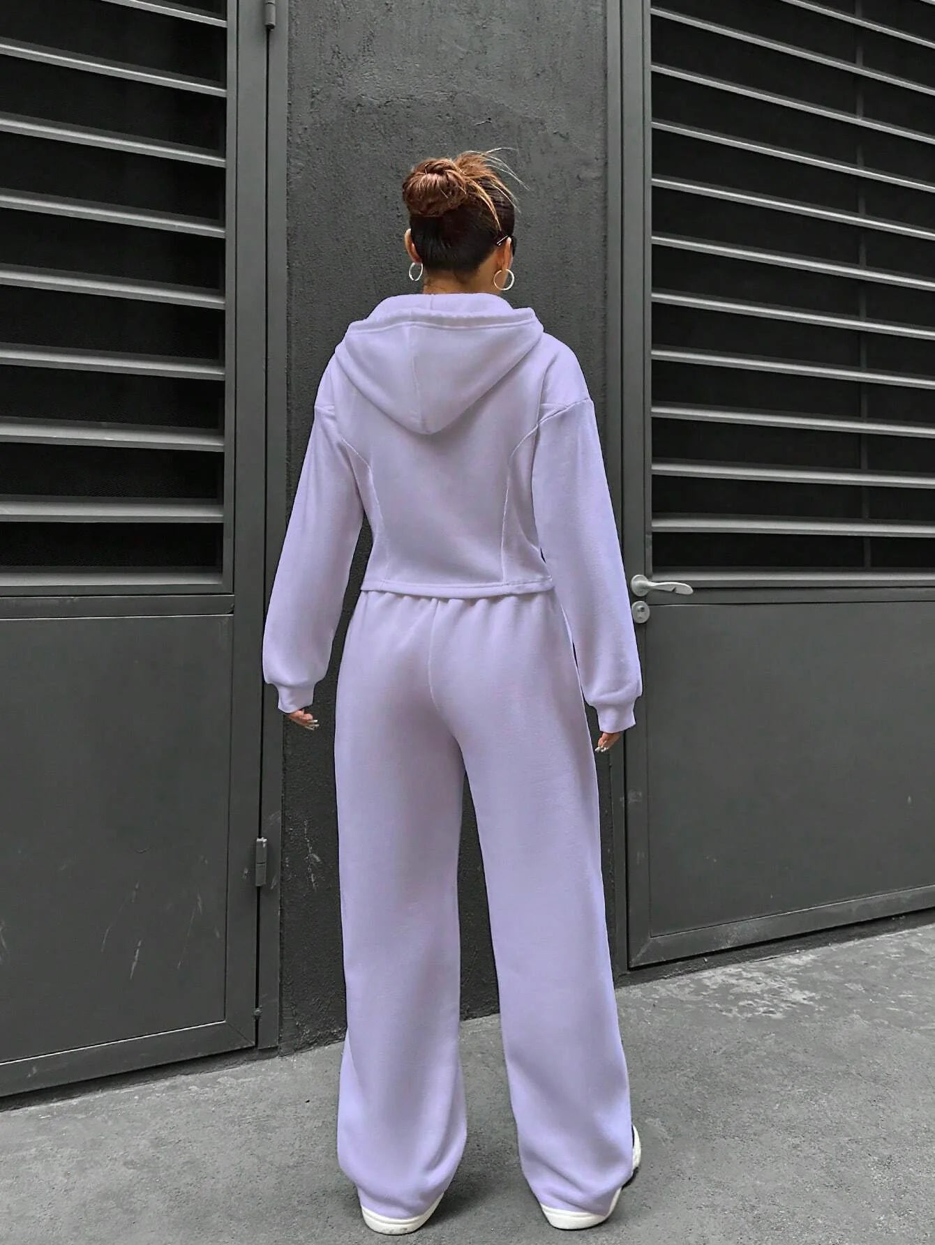 Sweatshirt Two-piece Set Women's Casual Sports Suit Spring Autumn Zip-up Slim Hoodies Short Coat Straight Trousers 2-piece Sets