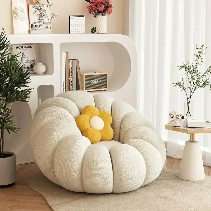 Lazy Pumpkin Sofa Nordic Style Single Sofa Chair EPS Particle Filling Soft Comfortable Home Living Room Balcony Bedroom Sofa Set