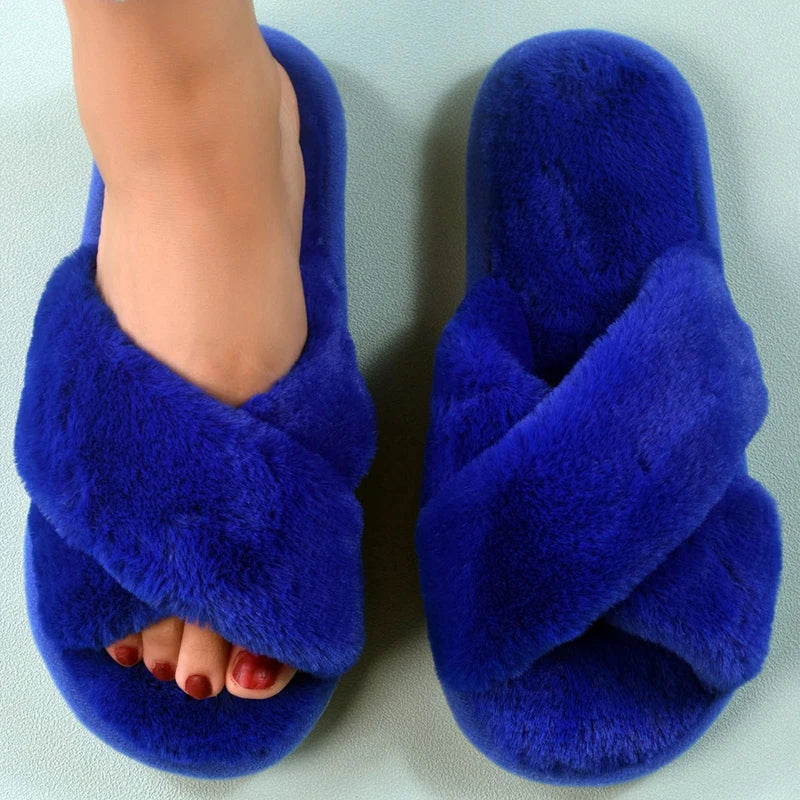 Leopard Plush Women Slippers