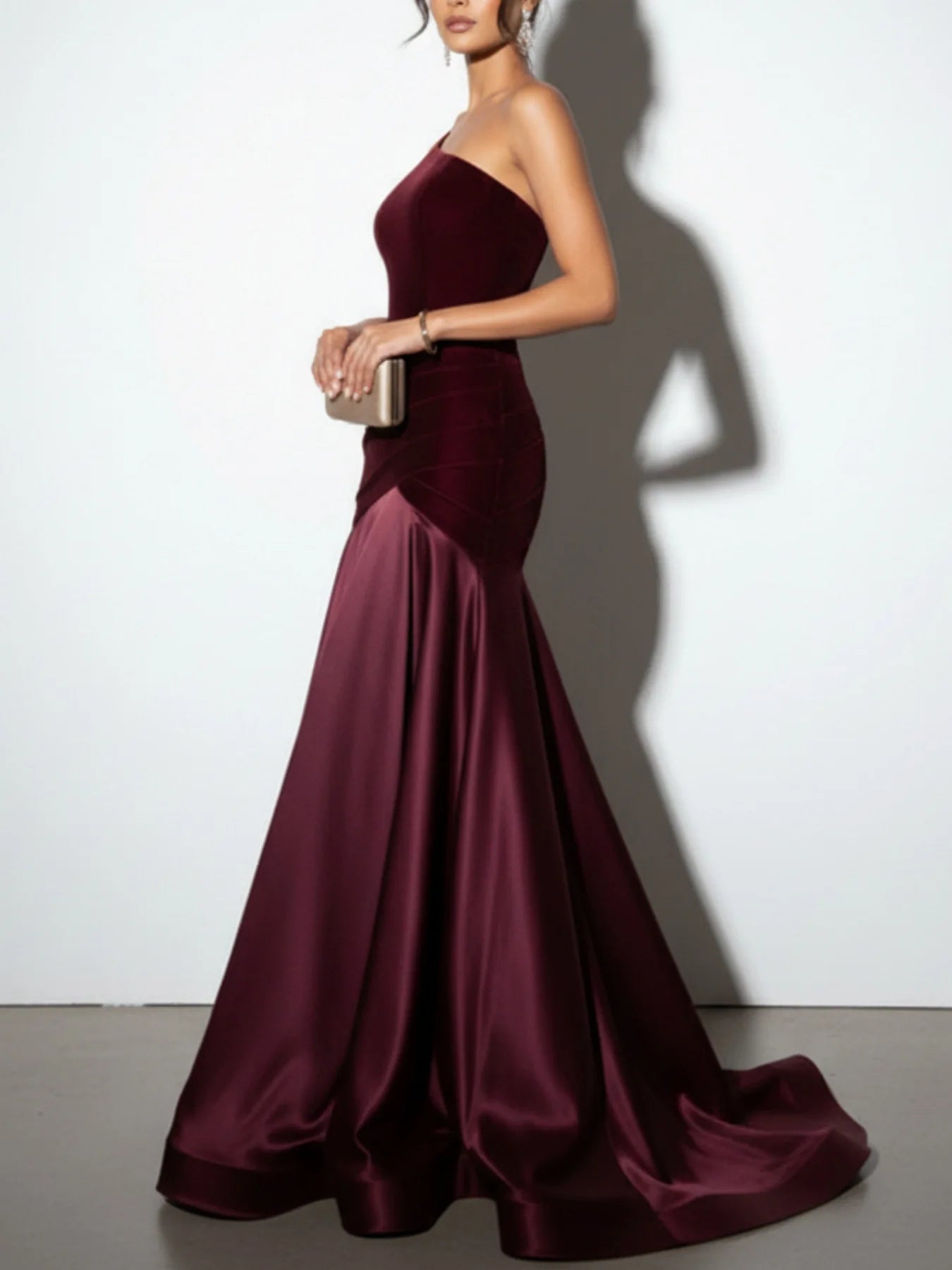 Elegant Party Dresses Women Fashion Waist Slim A-line Spliced Long Dress Female Off-shoulder Velvet Patchwork Evening Gown