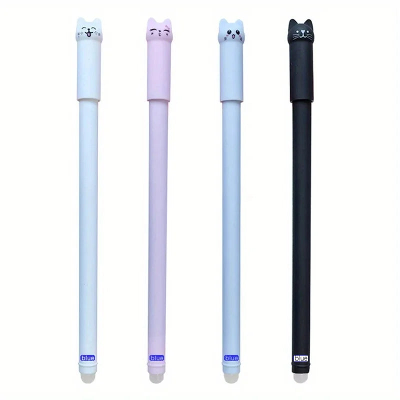 Cat Erasable Gel Pen Set – 0.5mm, 4/8/12pcs