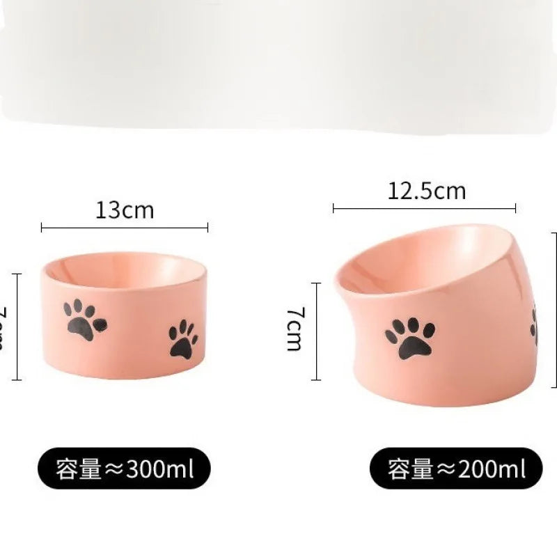 Tilted Elevated Ceramic Cat Bowl (Food & Water)