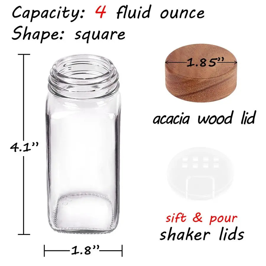 Glass Spice Jar Set with Wooden Lids