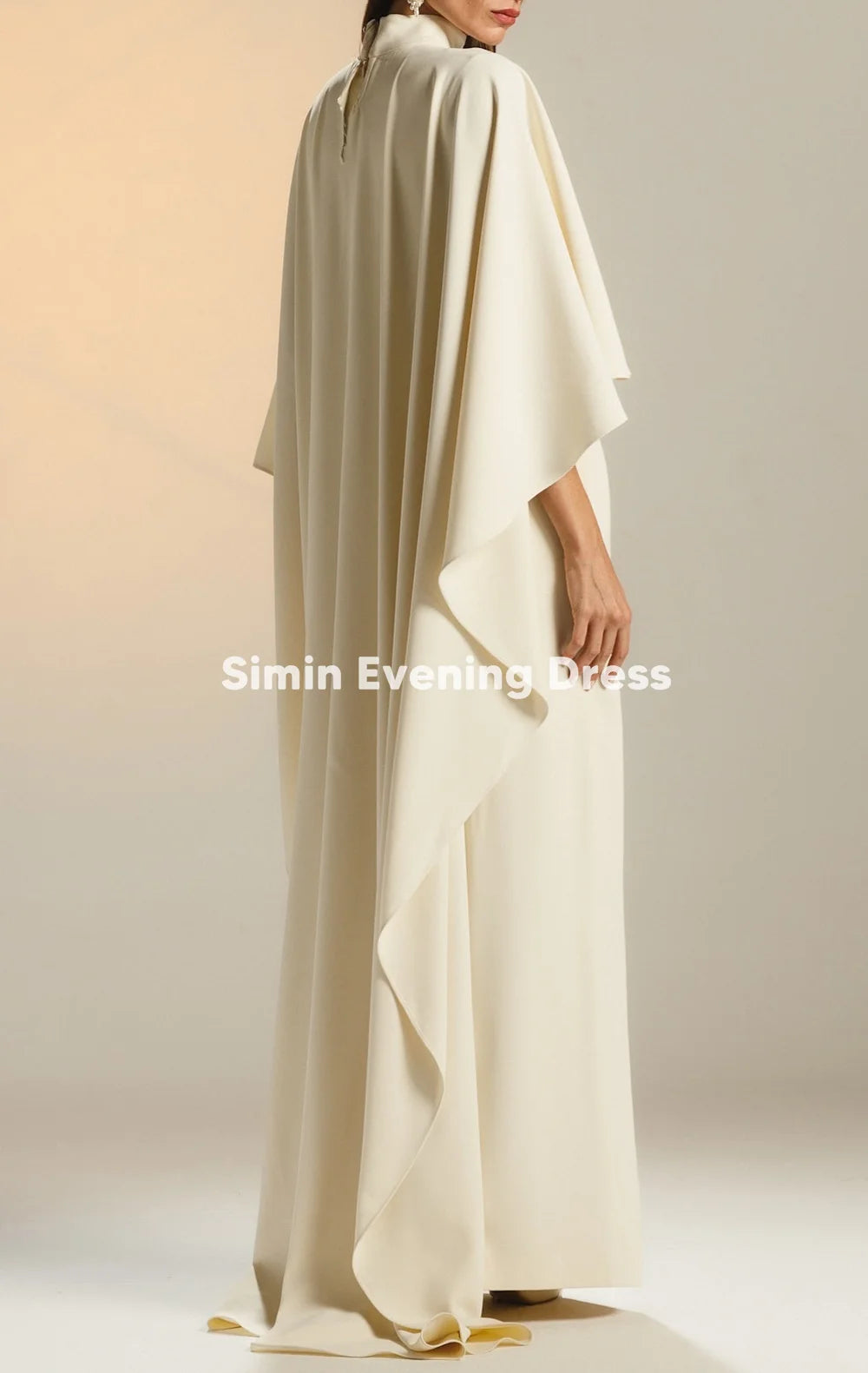 Simin Women's High-neck Sheath Floor-Length Saudi Evening Dresses With 3\4 Long Sleeve Formal Occasion Elegant Dresses 2026