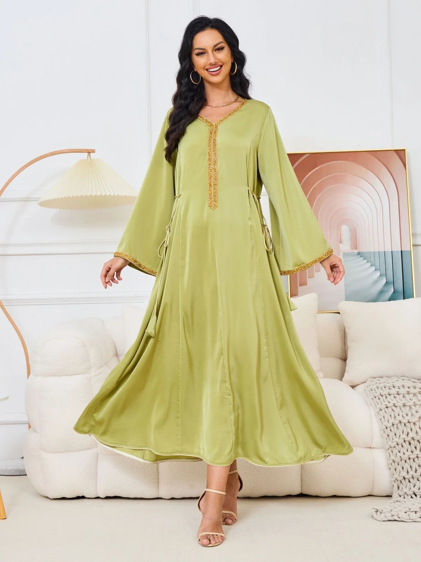 Eid Muslim Dress Women Abaya Diamond Lace-up Jalabiya Morocco Party Dresses Dubai Abayas Islam Vestidos Arab Long Robe 2026