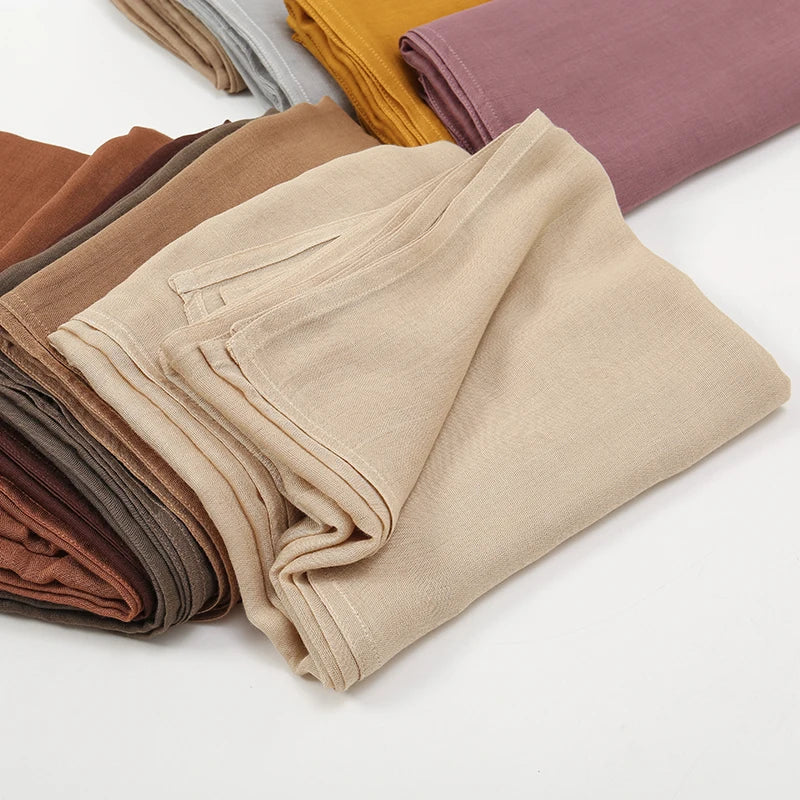 Cotton Rayon Modal Hijabs Scarf Solid Headscarf Wraps Big Size Plain Shawls Muslim Women Hijab Islamic Turban Headband 190*85cm