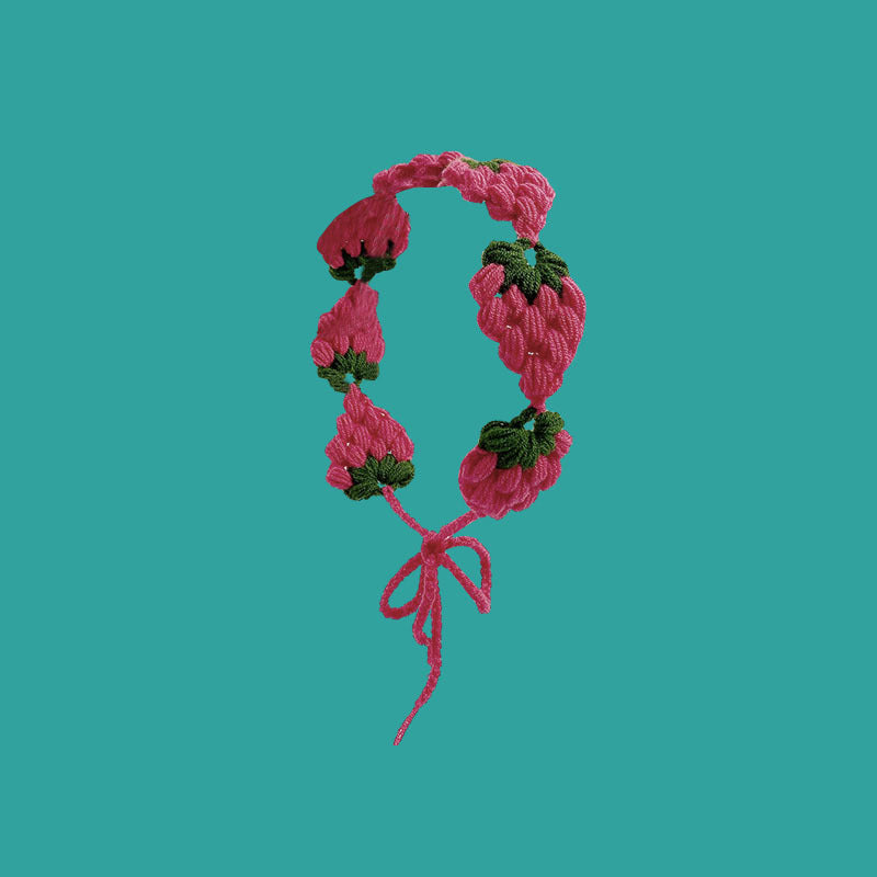 Small Strawberry Headband Crochet Sweet Cute Hair Band Women Scarf Headbands Bandanas Wide Elastic Hairbands Fashion Accessories