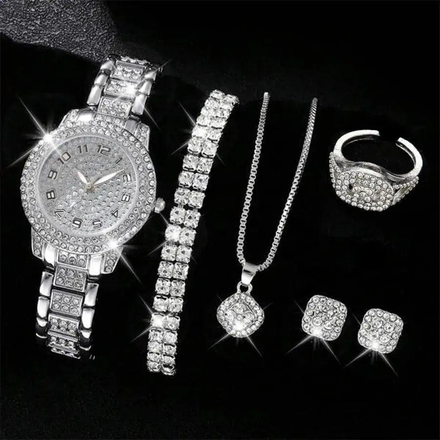 6PCS Luxury Crystal Women Watch Set