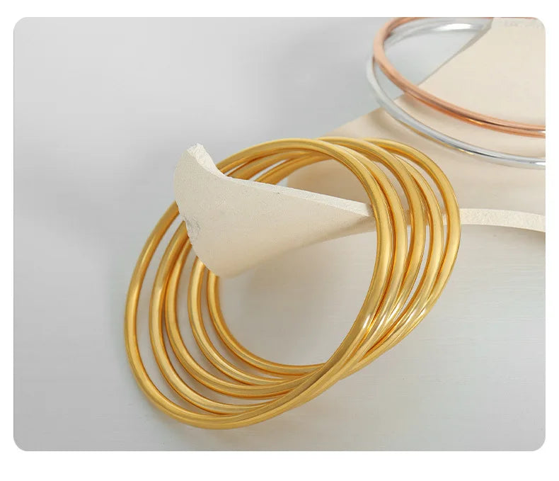 3 Pieces/lot Non Fading Stainless Steel Bracelet Bangles For Women Simple Style Gold Plated Waterproof Women's Bracelets Bangle