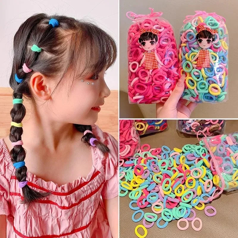 200/1000 PCS Colorful Nylon Elastic Hair Bands for Women & Girls – Small Ponytail Holders & Rubber Hair Ties