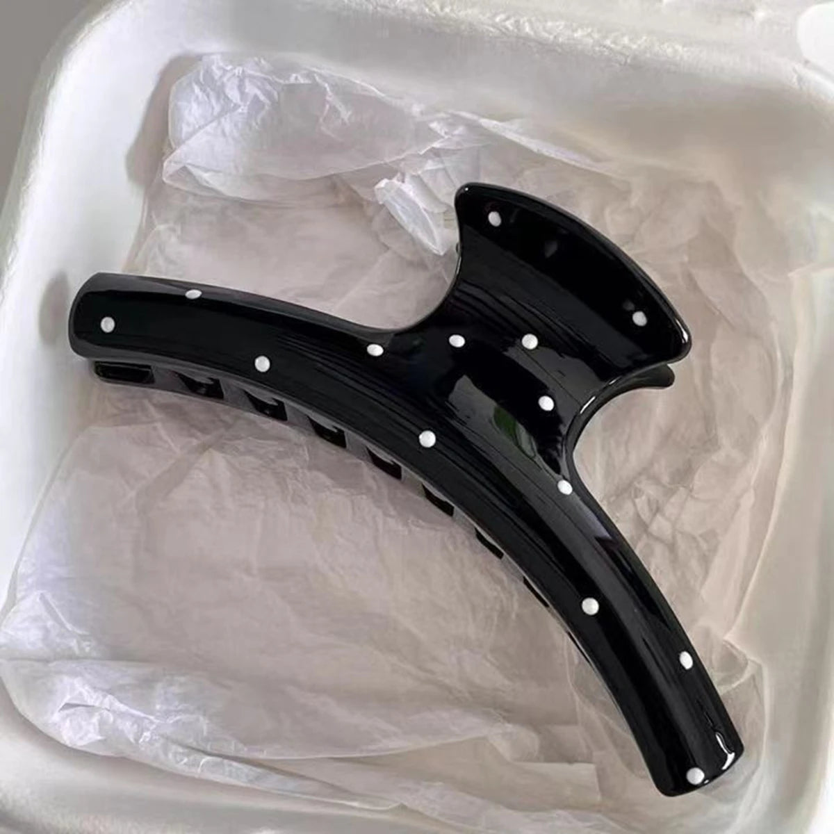 Korean Large-Sized Acrylic Shark Bone Hair Clip French Polka Dot Arc-Shaped Back-Of-The-Head Hair Claw Clip Women's Hair Accessory