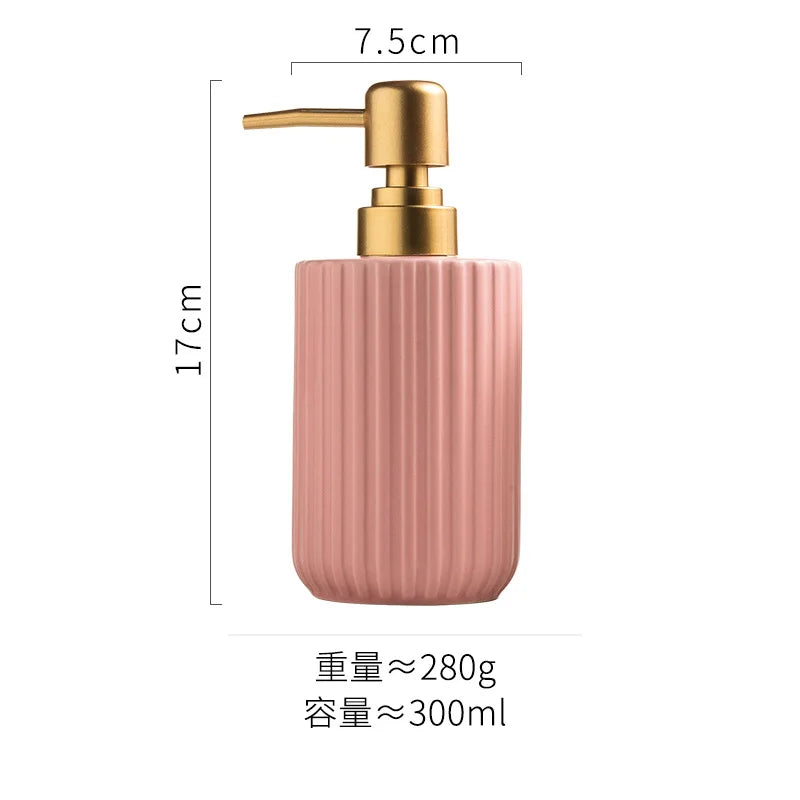 Matte Striped Ceramic Soap & Lotion Dispenser