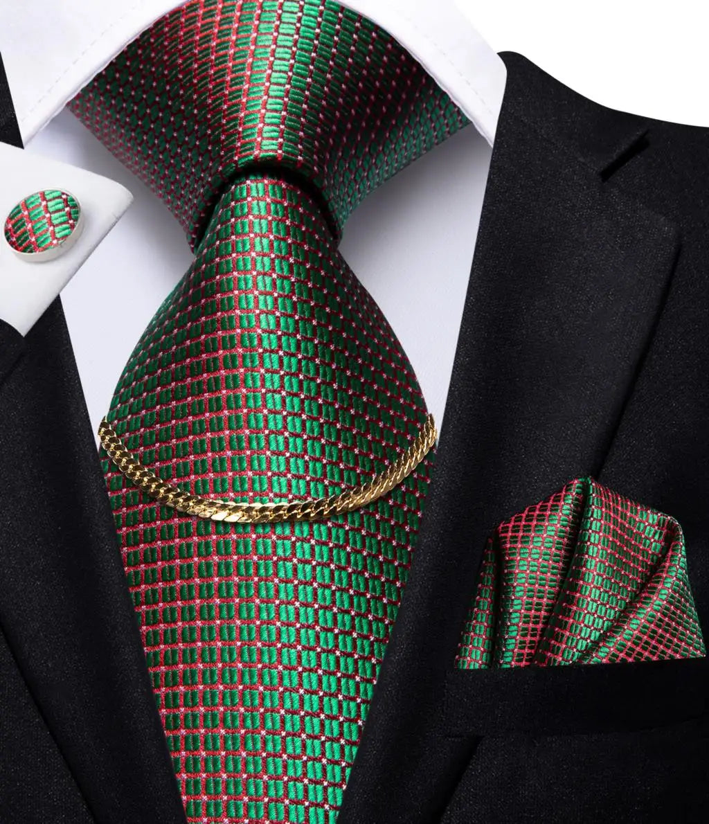 Men’s Black Plaid Silk Tie Set