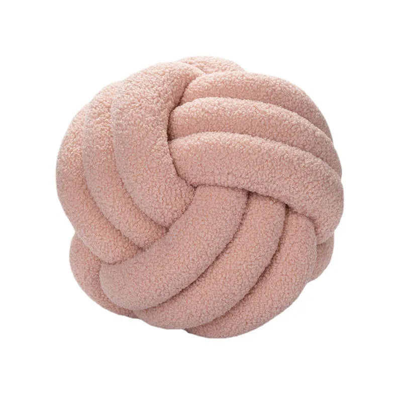 Hand-woven Knotted Ball Pillow Lamb Velvet Roll Pillow Sofa Living Room Household Cushion Head Back Bed Back