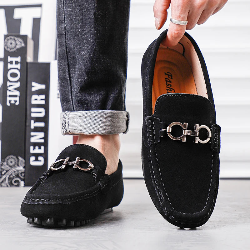Handmade Suede Leather Men’s Slip-On Loafers