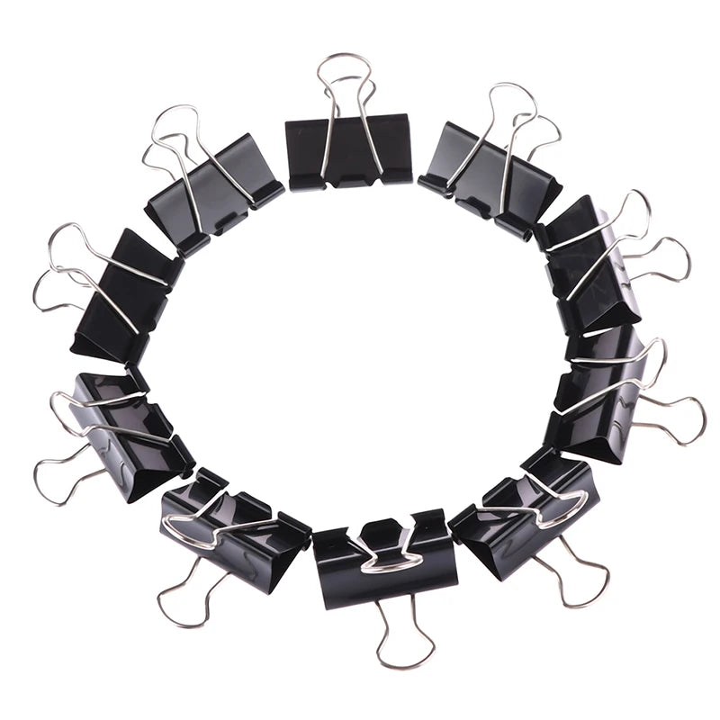 10pcs Black Metal Binder Clips – 19/25/32mm