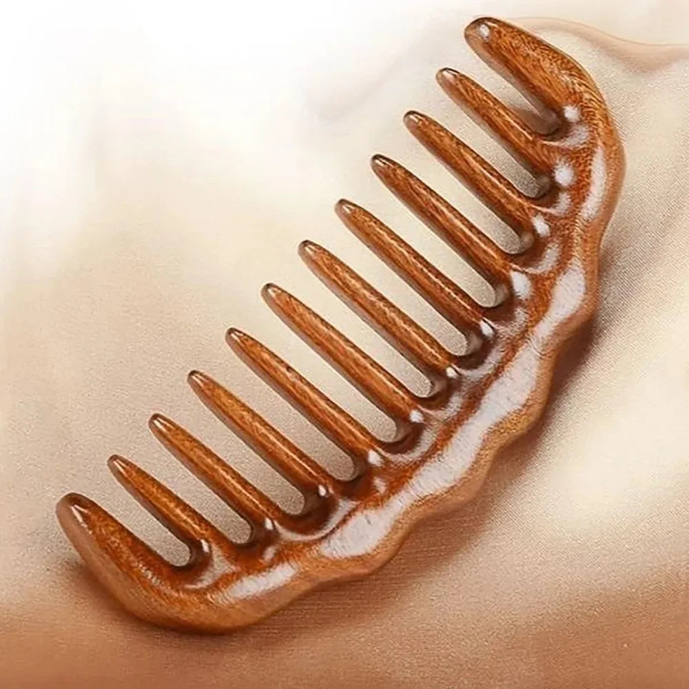 Natural Sandalwood Comb Wide Tooth Anti-Static Scalp Massager for Women/Men Wooden Detangle Comb Hair Care Gift