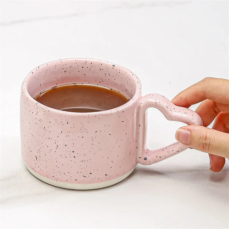 Korean Style Pink Heart Ceramic Mug