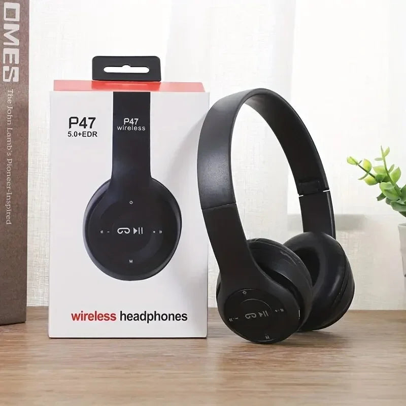 P47 Wireless Headphones – Bluetooth 5.0, Foldable, Stereo Bass