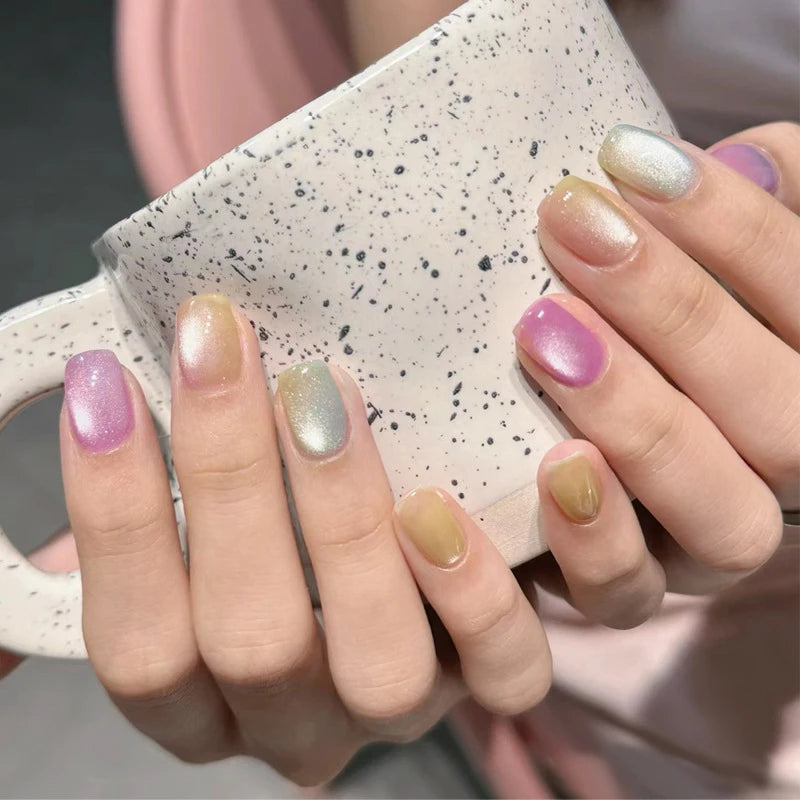 24pcs Detachable Short Press on Nails Y2k rhinestone False Nails with Glue Ballet Sweet Cool Girls Artificial False Nails Tips