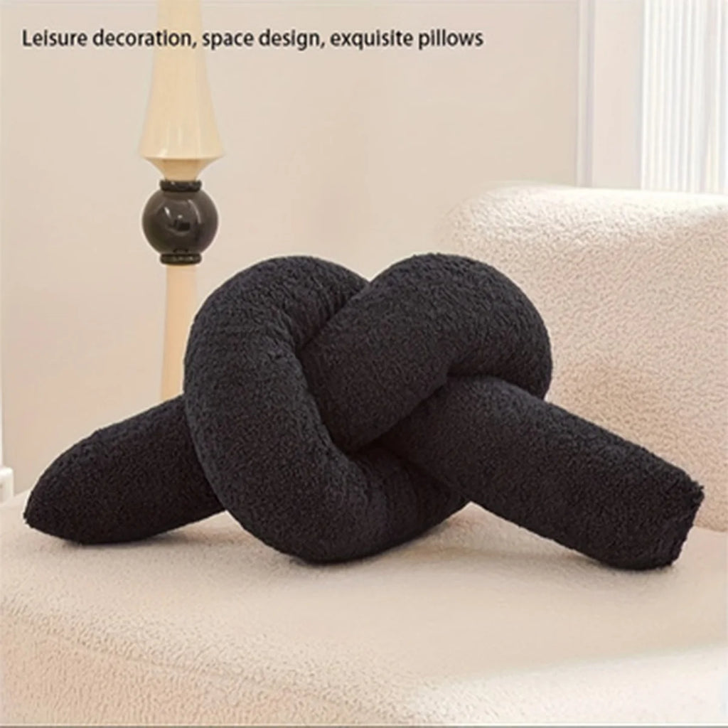 1pc Nordic Style Knotted Bolster Pillow for Sofa Bedroom Office Decor Pillow Gift for Christmas Home Living Room Decorate