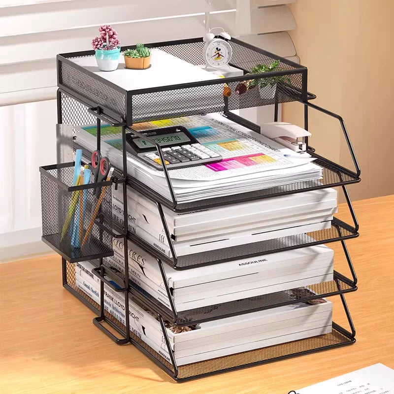 A4 Desk Paper Organizer – Metal Mesh Tray