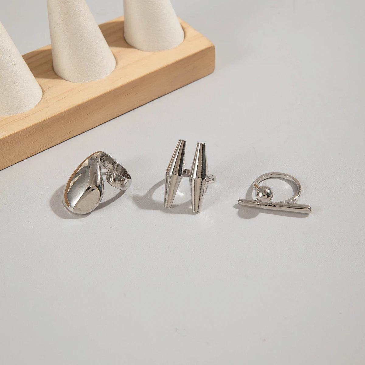 Tocona 2024 New Trendy Geometric Gold Silver Colour Set Rings for Women Adjustable Finger Ring Party Wedding Jewelry Accessories