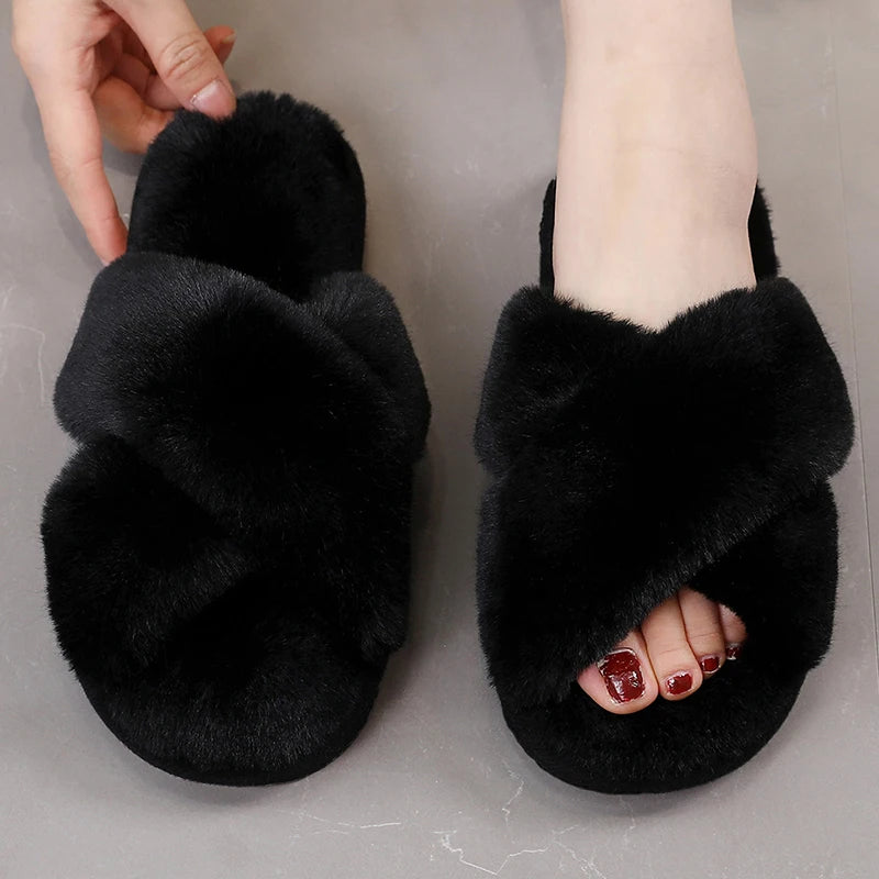 Leopard Plush Women Slippers