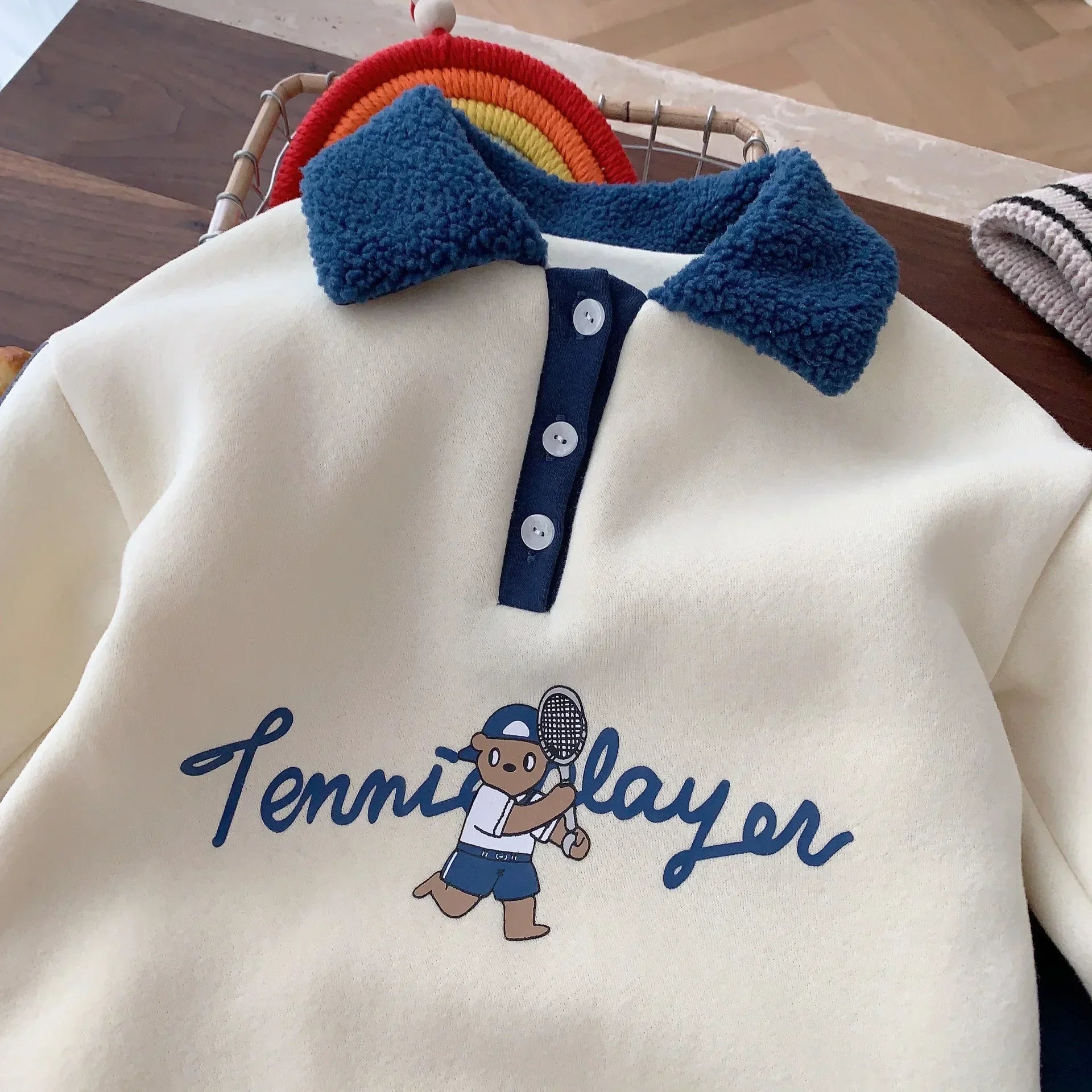 Geometric Baby Romper – Turn-Down Collar 1–3Y