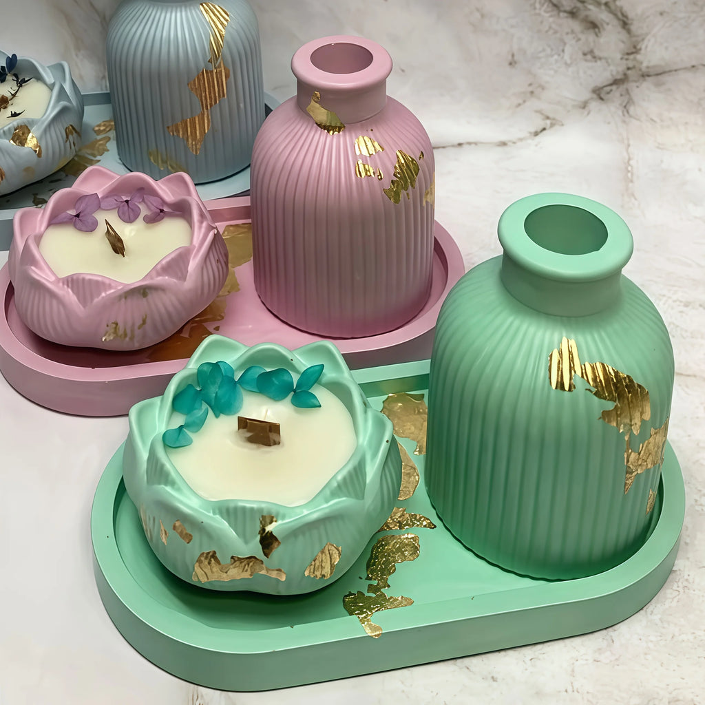 3pcs Silicone Mold Set – Vase, Coaster & Lotus