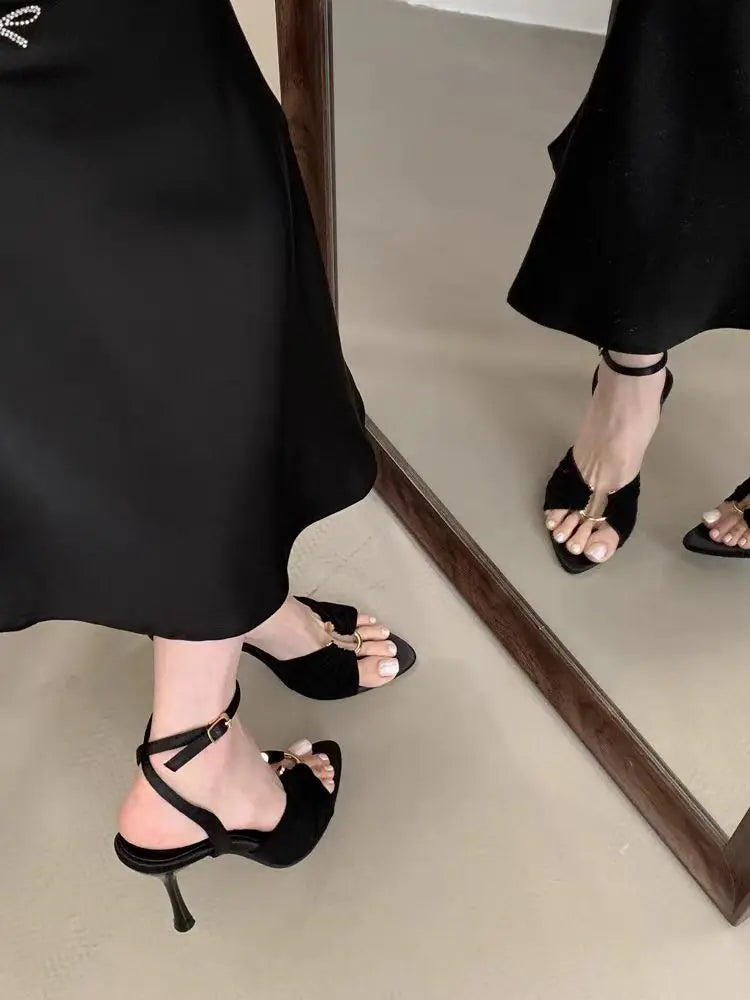 Sexy Super-high Heels Women Sandals Fad Pointed Toe Heeled Shoes 2025 Summer Stilettos Pumps Elegant Slingback Chaussures Femme