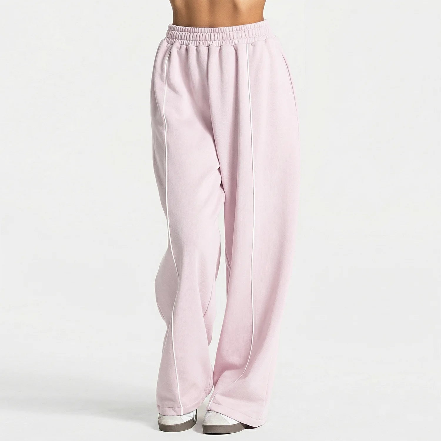 Straight-leg Yoga Sports Trousers Womens Spring Summer Versatile Solid Color Wide-leg Elastic High-waist Fitness Sports Trousers