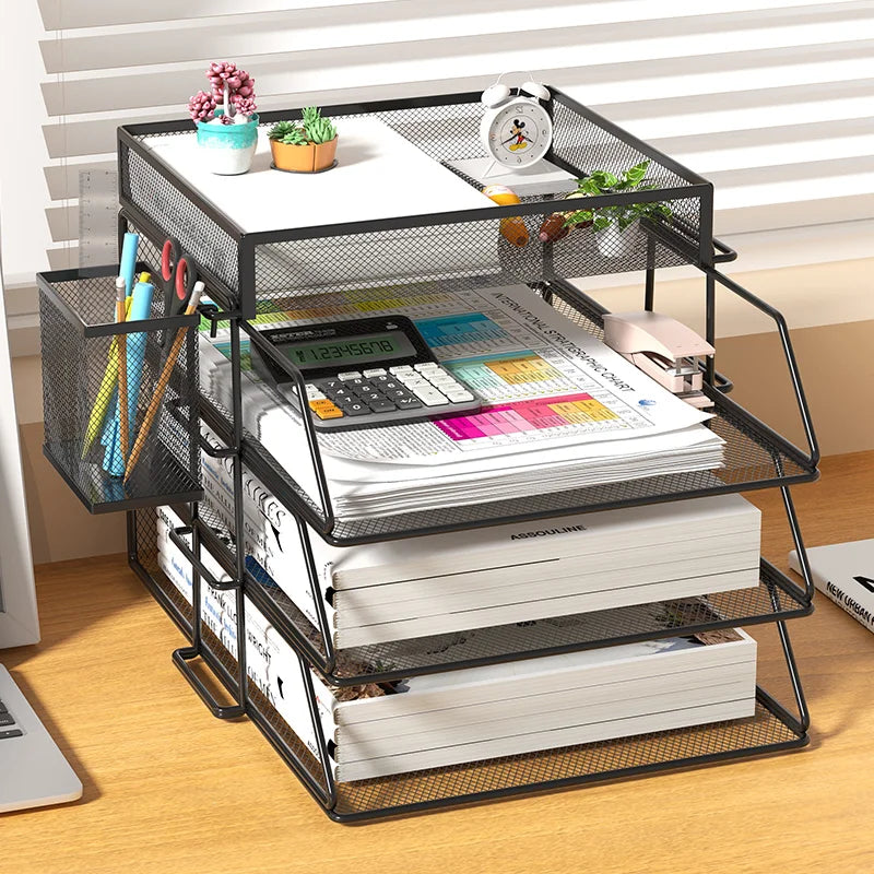 A4 Desk Paper Organizer – Metal Mesh Tray