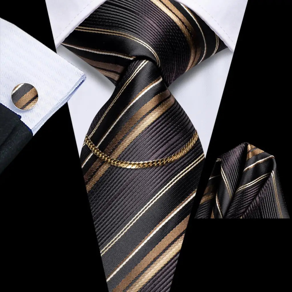 Men’s Black Plaid Silk Tie Set