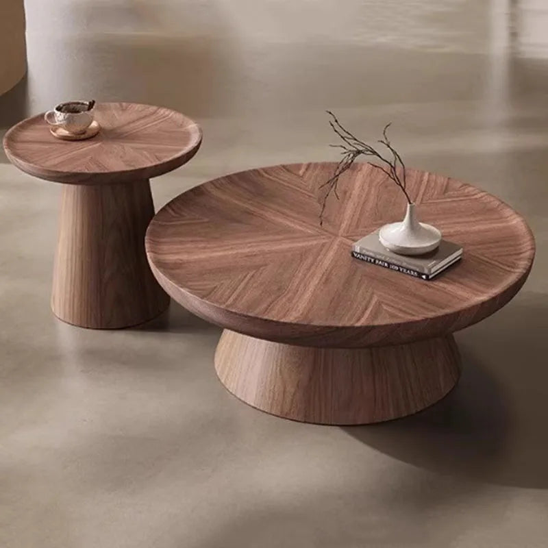 Italian Wood Coffee Table Modern Simple Clear Minimalist Designer Side Table Round Antique Mesas Bajas Lounge Suite Furniture