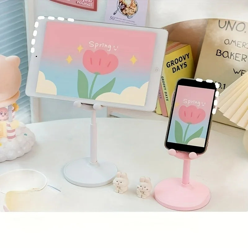 Pink Cartoon Little Rabbit Desktop Mobile Phone Stand Tablet Computer Stand Adjustable Telescopic Lift Student Lazy Person Stand