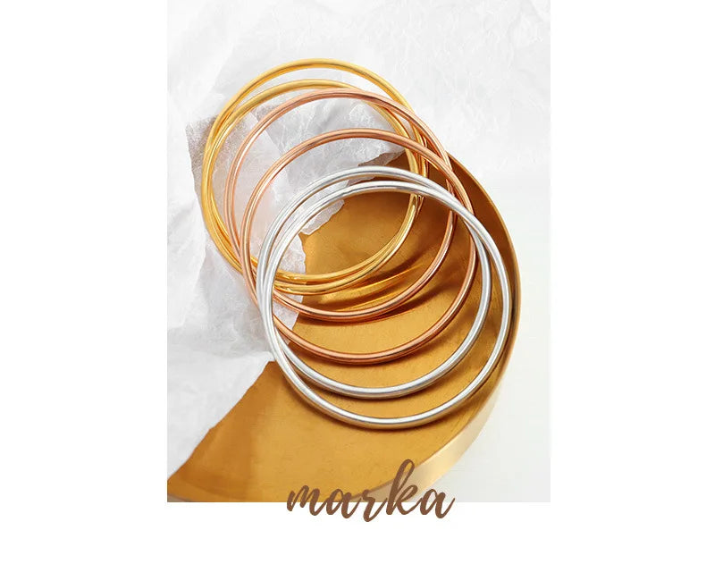 3 Pieces/lot Non Fading Stainless Steel Bracelet Bangles For Women Simple Style Gold Plated Waterproof Women's Bracelets Bangle