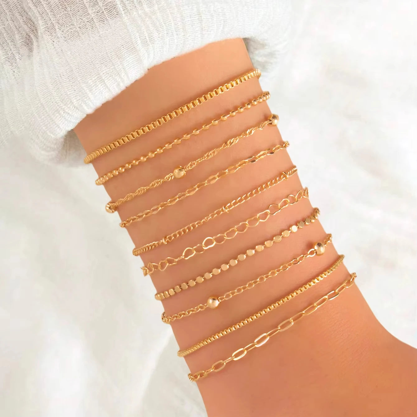 Vintage Gold Snake Chain Bracelet Set
