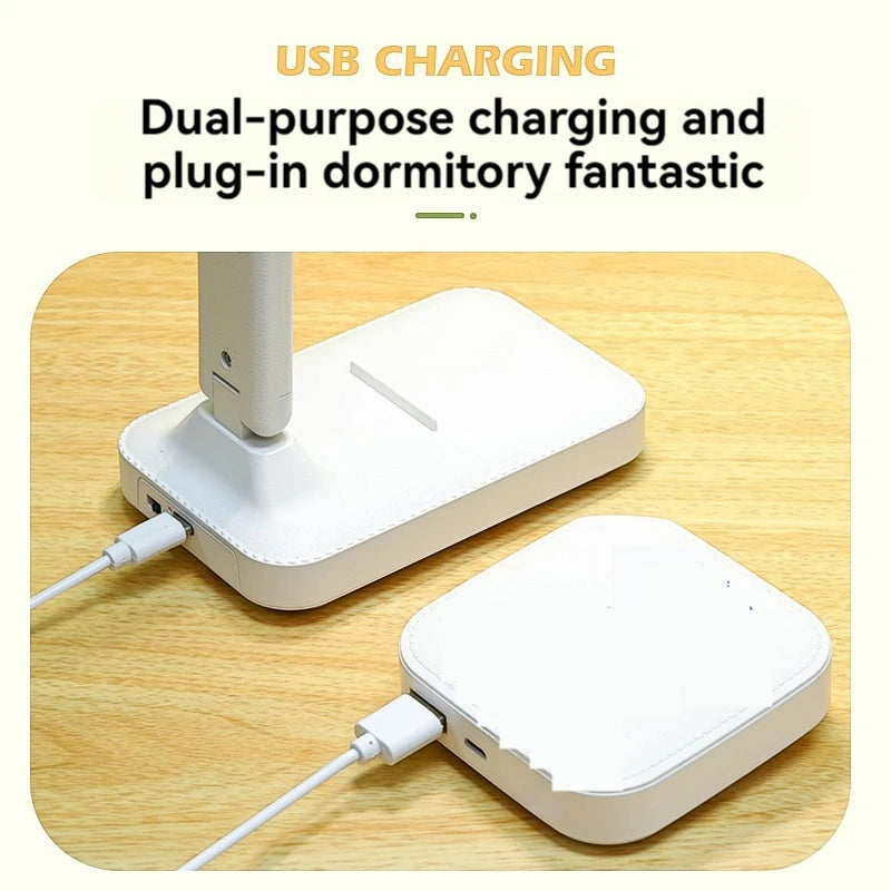 Dual-Head LED Desk Lamp – Foldable & Dimmable